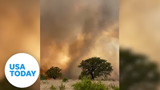 Chalk Mountain fire rages in Texas strong winds worsen conditions  USA TODAY [upl. by Kalmick498]