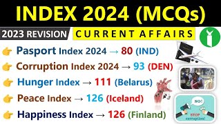 Index 2024 Current Affairs  सूचकांक 2024  Index 2023 Revision  Current Affairs 2024  Indologus [upl. by Rie]