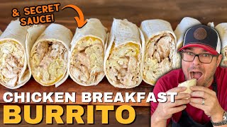 Griddle Chicken Breakfast Burrito  My FAVORITE Breakfast Burrito and Secret Sauce [upl. by Gnok719]