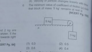 The minimum value of coefficient of friction that block of mass 5 kg remains at rest is [upl. by Atsyrhc988]