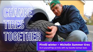 Change my EV summer amp winter tires at home  I will help you do it too [upl. by Dinerman]