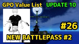 NEW GPO VALUE LIST UPDATE 10 26 NEW JJK THEMED BATTLEPASS [upl. by Akenat]