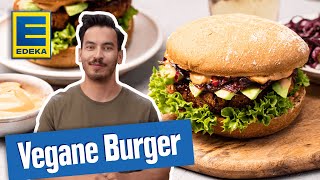 Veganes Burger Rezept  Bohnenburger Patties amp Soße selber machen [upl. by Annohsat]