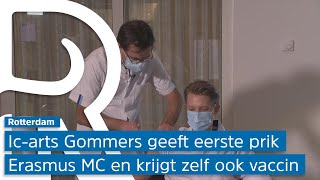 Diederik Gommers gaf en kreeg het coronavaccin in het Erasmus MC [upl. by Akcebar]