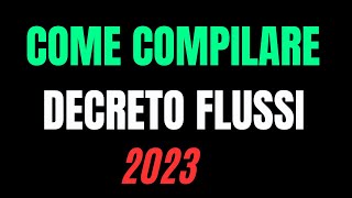 COME COMPILARE LE DOMANDE DI DECRETO FLUSSI 2024 [upl. by Moht]