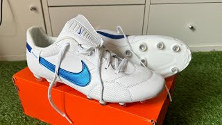 Nike Premier 3 FG Boots Review  On Feet amp Unboxing ASMR 4K 🔵⚪️🔵⚪️ [upl. by Atinrahs]