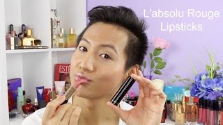 Lancome Labsolu Rouge Lipsticks REVIEWSWATCHES  HUEYYROUGE [upl. by Oicapot]