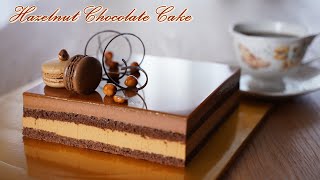 밀가루 없음  컵 계량  카라멜 헤이즐넛 초콜릿 케이크  Caramel Hazelnut Chocolate Mousse Cake Recipe [upl. by Eneroc]