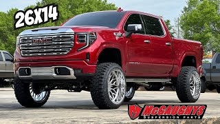 2024 GMC Sierra Denali on a 9” McGaughys lift and 26x14 AXE Forged wheels [upl. by Lauree]