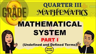 MATHEMATICAL SYSTEM  UNDEFINED AND DEFINED TERMS  GRADE 8 MATHEMATICS Q3 [upl. by Sunil444]