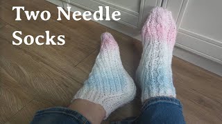 Two needle socksHow to knit socks on Singlepointed needles easy [upl. by Danialah]