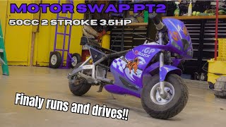 2 stroke swapping razor pocket bike pt 2 [upl. by Ahsieket]