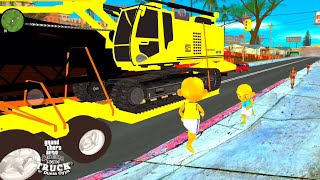 Upin amp ipin bawa Derek Excavator Tangga menggunakan Truk Tronton 🤣 Dunia Oyya [upl. by Acinorev]