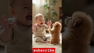 Baby and Dog Cat Reaction Video shorts babydog babydoge babycat tinyhouse tinyzone [upl. by Remled]