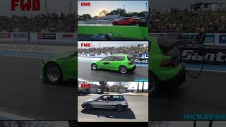 RWD vs FWD vs AWD Launches [upl. by Hgielek]