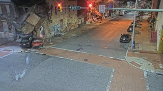 VIDEO  Fatal crash as fleeing car causes building collapse in Baltimore [upl. by Key796]