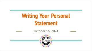 Webinar Writing Your Statement of Purpose 2024 [upl. by Kironde916]