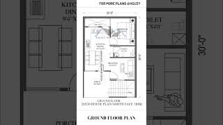 1bhk 20x30 north facing house plan houzy housedesign interiordesign 20x30houseplan viral 20x30 [upl. by Nirac40]