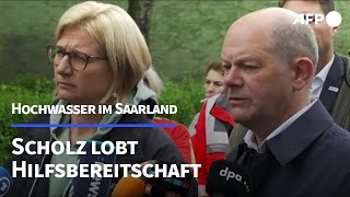 Hochwasser im Saarland Scholz lobt Zusammenarbeit und Solidarität  AFP [upl. by Adrial]