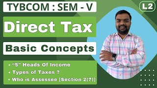 Direct Tax  TYBCOM  Semester 5  Chapter 1  Basic Concepts  Lecture 2  5 Heads Of Income [upl. by Roybn180]