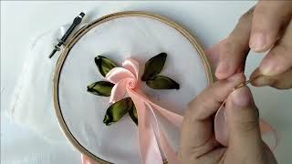 Simple Flower Ribbon Embroidery Tutorial [upl. by Iorgo]