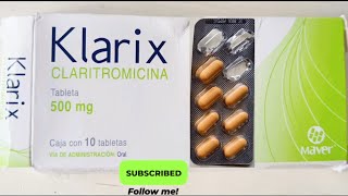 Klarix Claritromicina Antibiótico infección amigdalitis como se toma cada cuanto para que sirv [upl. by Nwhas457]