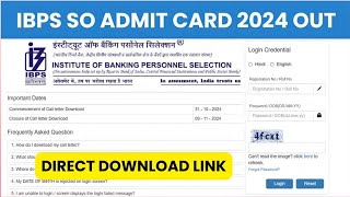 How To Download IBPS SO Pre Admit Card 2024   IBPS SO Admit card [upl. by Naujled112]