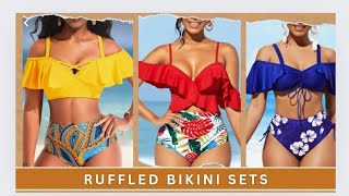 Latest Beach wearRuffle BikiniDesignsSwimsuitsBeach outfits collection shortsshorts [upl. by Olia624]