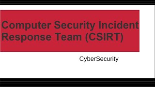 Computer Security Incident Response Team CSIRT [upl. by Mariellen]