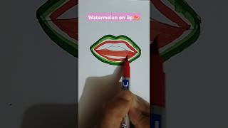 Watermelon on lip🍉 drawingtutorial shorts artwork [upl. by Aciamaj638]