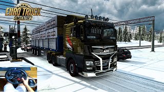 POVMAN TGX Euro 6  Transport Planks in Winter  Euro Truck Simulator 2  Steering Wheel  Shifter [upl. by Yoong756]