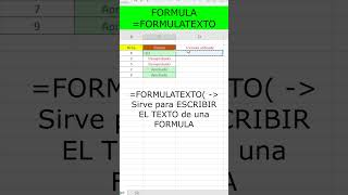 Como usar la Funcion FORMULA TEXTO en Excel excelformulas exceltip exceltutorial excelbasico [upl. by Haggi]