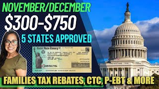 NEW STIMULUS CHECK IN NOVEMBER AND DECEMBER 2023 750 REBATES amp 300 GRANT 5 STATES [upl. by Cranston]