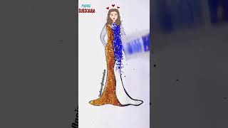 Glitter dress💛🧿artproject drawing glitter trending glitterart glitterqueen satisfying [upl. by Ecnahs310]