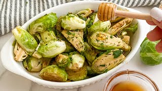 HoneyBalsamic Air Fryer Brussels Sprouts Recipe [upl. by Eirrotal]