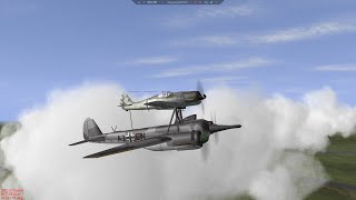 IL2 Sturmovik 2001  Fw190A8  Ju88 Mistel attack against bridge [upl. by Letsyrc]