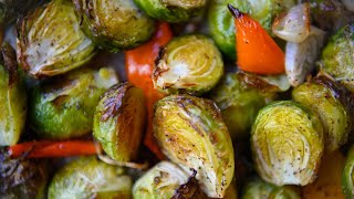 How to Make Roasted Brussels Sprouts with Red Peppers amp Shallots [upl. by Hynda708]