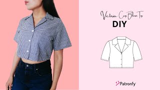 DIY Victoria Crop Blouse Top  How To Make a Crop top with Sewing Pattern  How to Make a Blouse [upl. by Nodnar814]