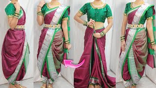 KHAN SAREE DRAPING IN DHOTI STYLEDHOTI SAREE DRAPING TUTORIALSTEP BY STEP [upl. by Rani]