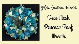 Deco Mesh Poof Pouf Wreath TutorialPeacock Wreath Tutorial Beginner Wreath [upl. by Arotahs626]