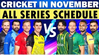 Cricket Schedule of November 2024  All Cricket series schedule [upl. by Nylirac743]