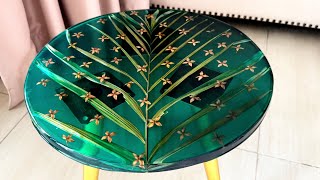 Resin Art Tutorial Amazing Green Table Made from Flowers and Epoxy Resin [upl. by Bainbrudge]