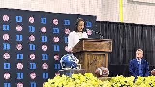 Nina King introduces new Duke Football head coach Manny Diaz [upl. by Connel438]