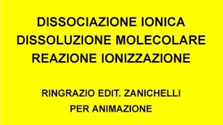 Dissociazione ionica dissoluzione molecolare e reazione di ionizzazione 1 [upl. by Tamarra]