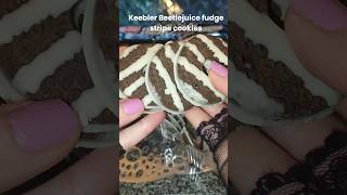 Trying the new Keebler Beetlejuice fudge stripe cookies🤍🖤💚 keebler beetlejuice cookies shorts [upl. by Sneve]