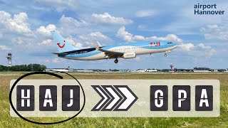 TUIfly takeoff from Hannover airport HAJ  Boeing 737800 [upl. by Eniamreg]