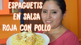 Spaghetis en Salsa Roja con Pollo [upl. by Arikahs]