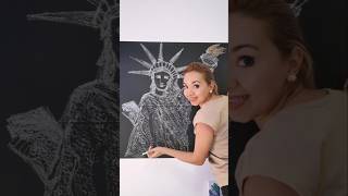 Chalkboard Drawing Statue of Liberty chalkart relaxing artist statue drawing [upl. by Ardnekan]