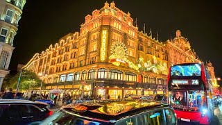 2024 London Christmas Lights amp Windows ✨ Harrods amp Harvey Nichols Knightsbridge 🎄 4K HDR [upl. by Oiliduab]