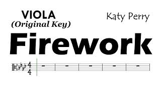 Firework Katy Perry Viola Original Key Sheet Music Backing Track Partitura [upl. by Ymrej222]